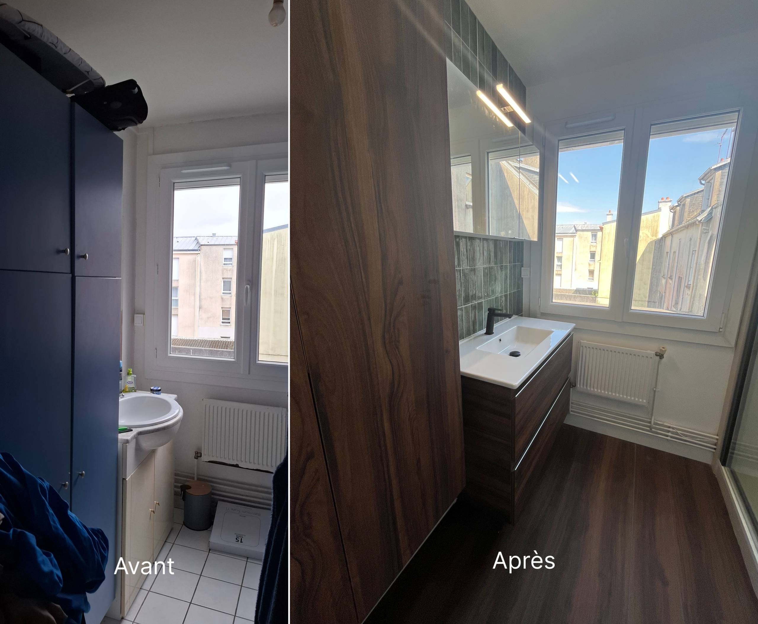 Avant Après d'une salle de bain avec douche à Brest